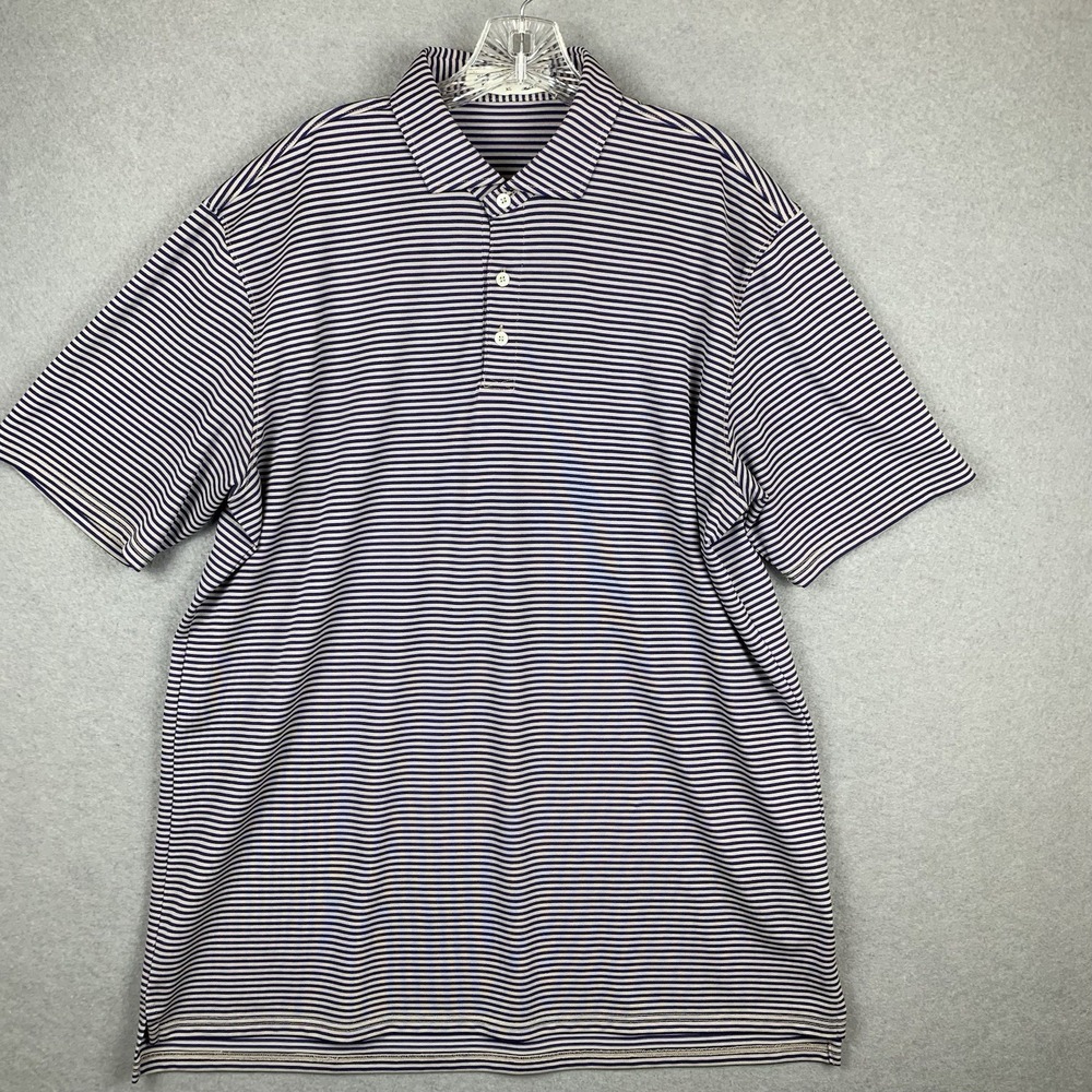 Holderness & Bourne The Maxwell Polo Shirt Golf Striped Performance Mesh Mens XL